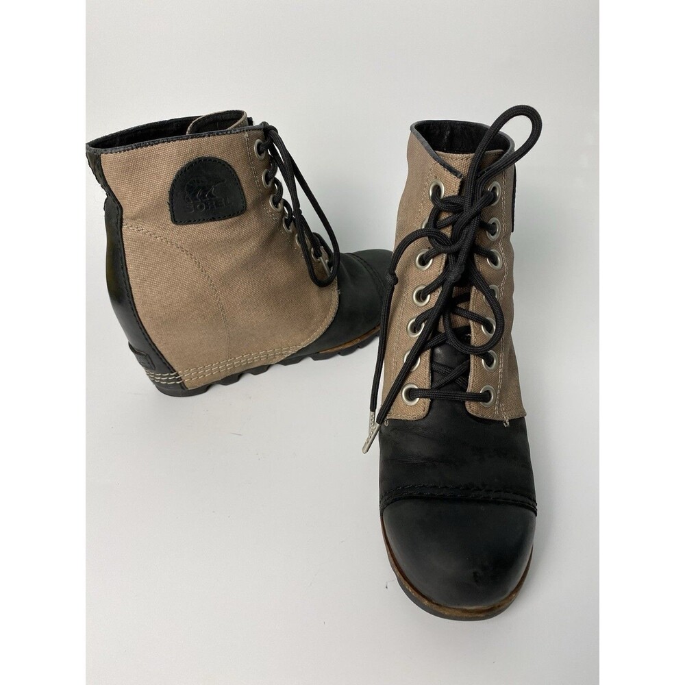 Sorel Waterproof Women’s Brown & Black Wedge Lace Up Snow Boots 9